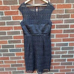 JAX Women’s Black Lace Cocktail Dress Size 12 Sleeveless Side Zip Evening Glam